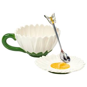 Home Essentials 12oz. Daisy Teacup/Saucer & Spoon