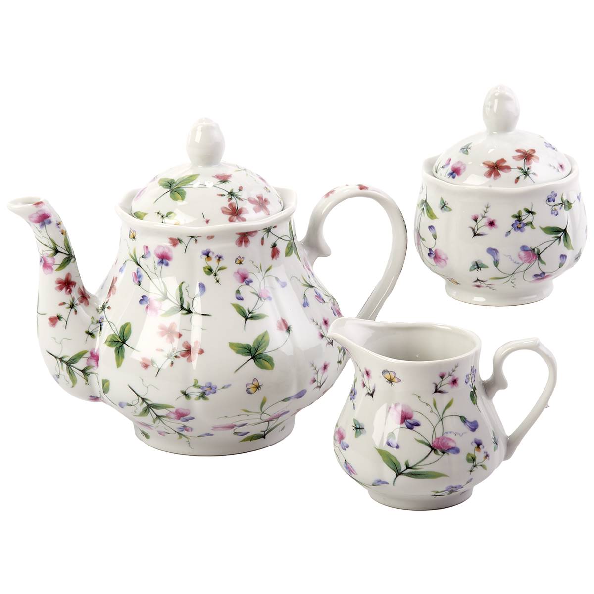 Home Essentials Chintz 5pc. Butterfly Rose Tea Set