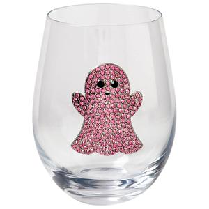 Home Essentials 19oz. Halloween Pink Ghost Stemless Wine Glass