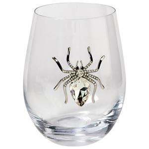 Home Essentials 19oz. Halloween Silver Spider Stemless Wine Glass