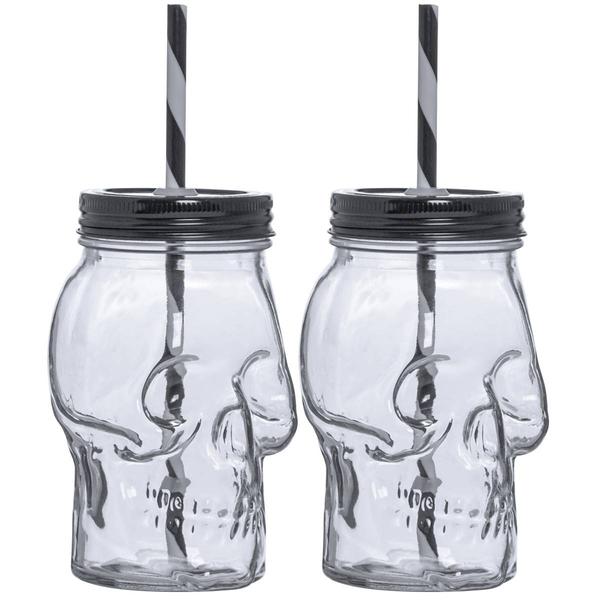 Home Essentials Set of 2 Skull Sippers w/ Straws alternate view