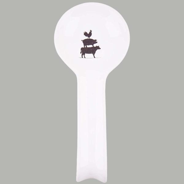 Home Essentials 11.5 in. Deboss Cow Pig Roster Spoon Rest