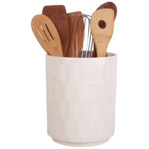 Home Essentials 7.5in. White Embellished Chain Utensil Crock alternate view