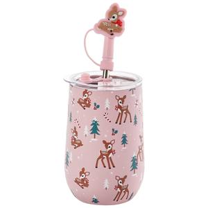 Home Essentials Reindeer Wine Tumbler with Sipper Straw