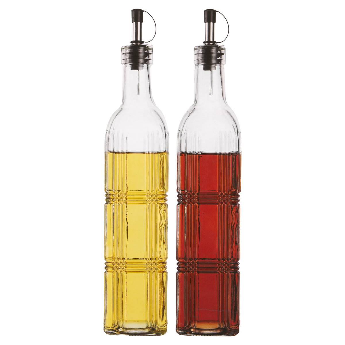 Home Essentials Set Of 2 Panel Embossed Oil & Vinegar Bottles