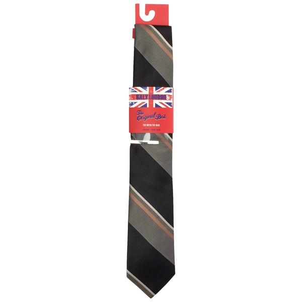 Mens Billy London Textured Satin Stripe Tie with Tie Bar alternate view