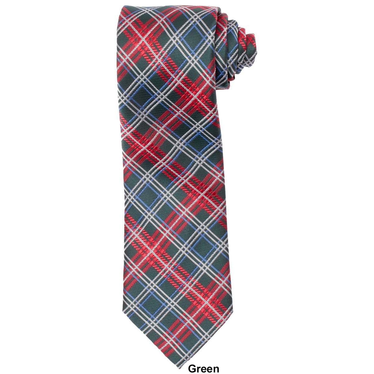 Mens Hallmark Green Plaid Tie