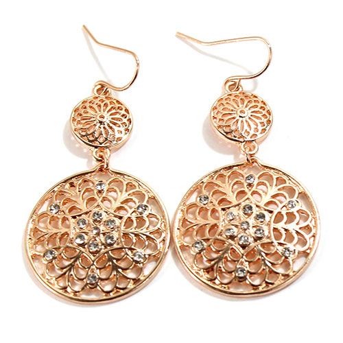 Adrienne Vittadini Rose Gold Filigree Earrings