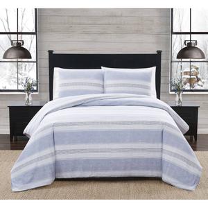 London Fog Fog Blue Stripe Duvet Cover Set alternate view