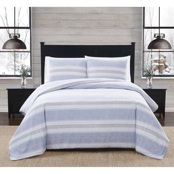 London Fog Fog Blue Stripe Duvet Cover Set alternate view