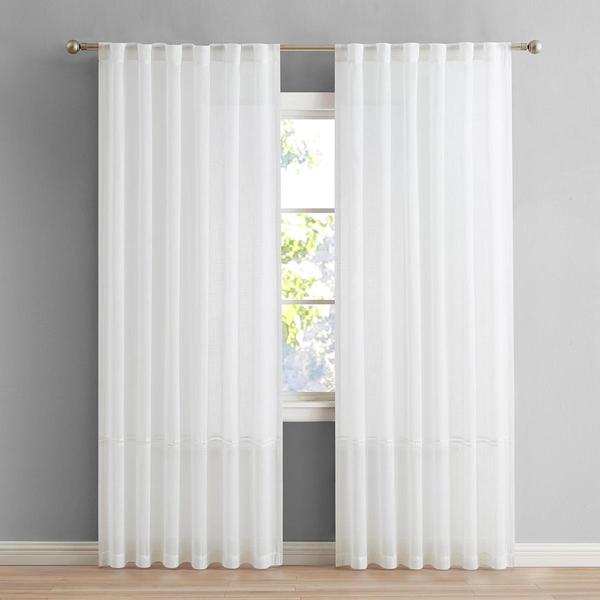 Aria Sheer Rod Pocket Panel Curtain with Trim