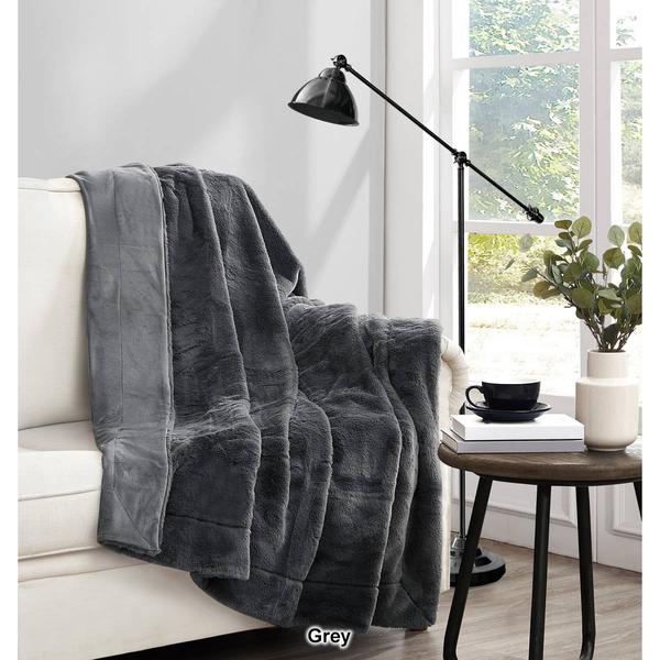 Vince Camuto Faux Rabbit Fur Blush Throw in Gift Box alternate view