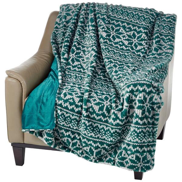 London Fog Fair Isle Faux Fur Throw