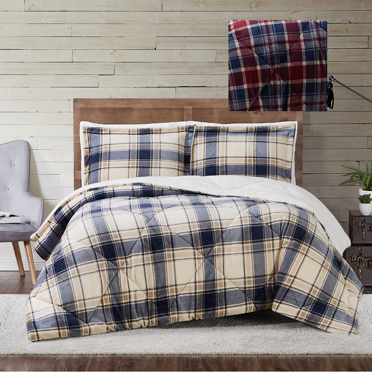 Truly Soft Cuddle Warmth Plaid Comforter Set