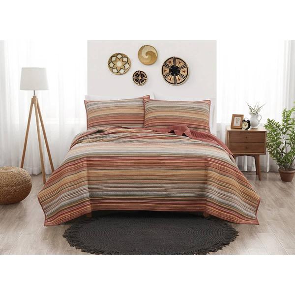 Brooklyn Loom Sunset Stripe Yarn Dye Reversible 3pc. Quilt Set