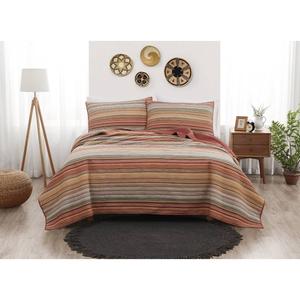 Brooklyn Loom Sunset Stripe Yarn Dye Reversible 3pc. Quilt Set