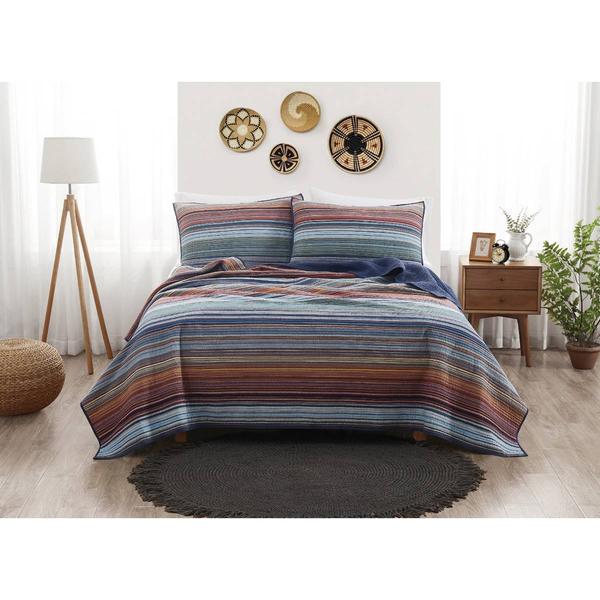 Brooklyn Loom Met Stripe Yarn Dye Reversible 3pc. Quilt Set