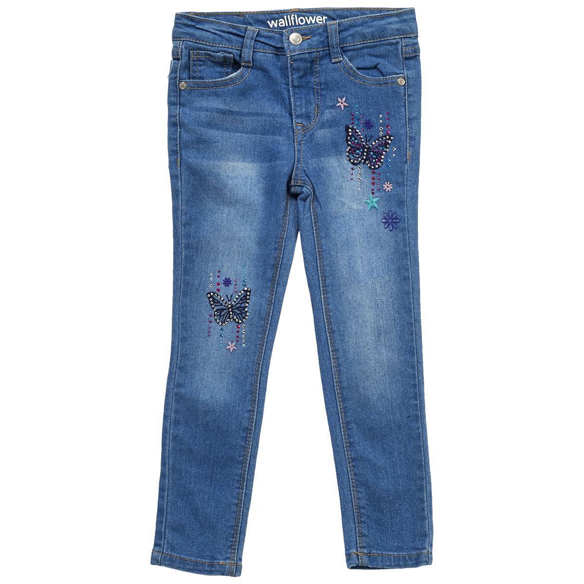 Girls (4-6x) Wallflower Butterfly Embroidery Jeans