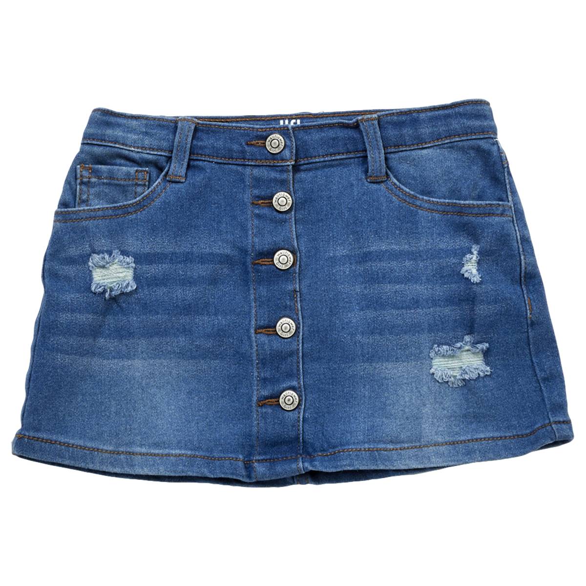 Girls (4-6x) Wallflower Button Front Denim Skirt