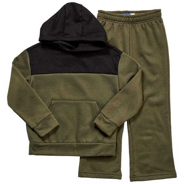 Boys (4-7) Buffalo Color Block 2pc. Fleece Set - Olive Night
