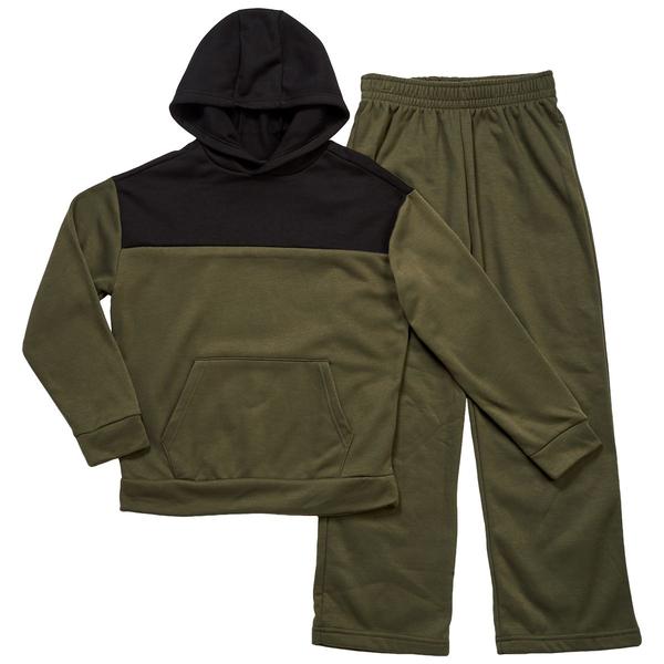Boys (8-20) Blue Heritage Fleece Color Block Set alternate view