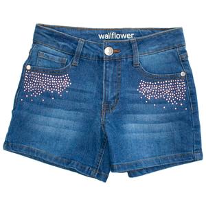 Girls (7-16) Wallflower Purple Rhinestones Denim Short