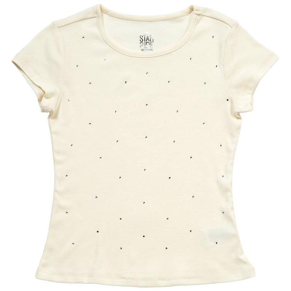 Girls (7-16) Star Ride(R) Short Sleeve Rhinestone Tee - Egret
