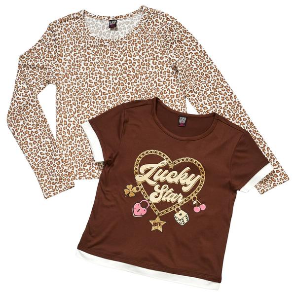 Girls (7-16) Star Ride(R) 2pk. Lucky Star Tee & Leopard Tee