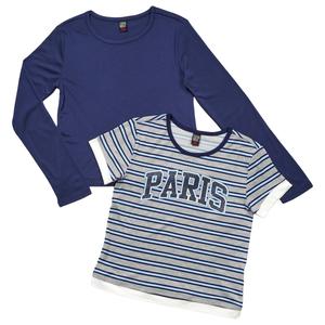 Girls (7-16) Star Ride(R) 2pk. Paris Stripe & Solid Tees