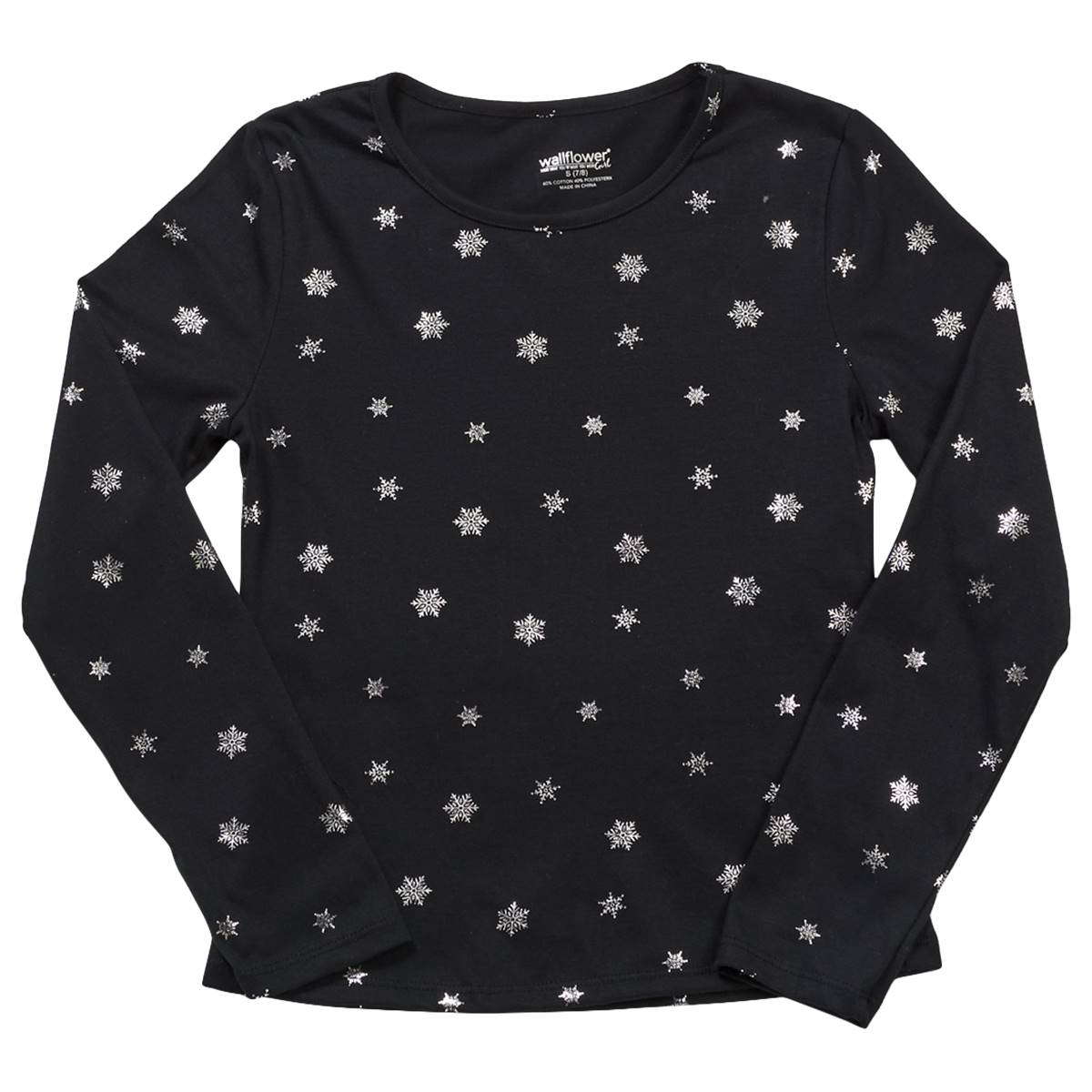 Girls (7-16) Wallflower Snowflake Thermal Top - Black