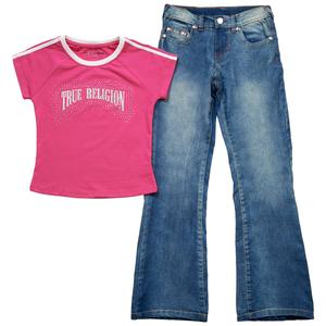 Girls (7-16) True Religion Rhinestone Logo Tee & Flare Jeans Set alternate view