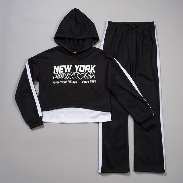 Girls (7-16) Sweet Butterfly(R) NYC Faux Layer Hoodie & Flare Pants alternate view