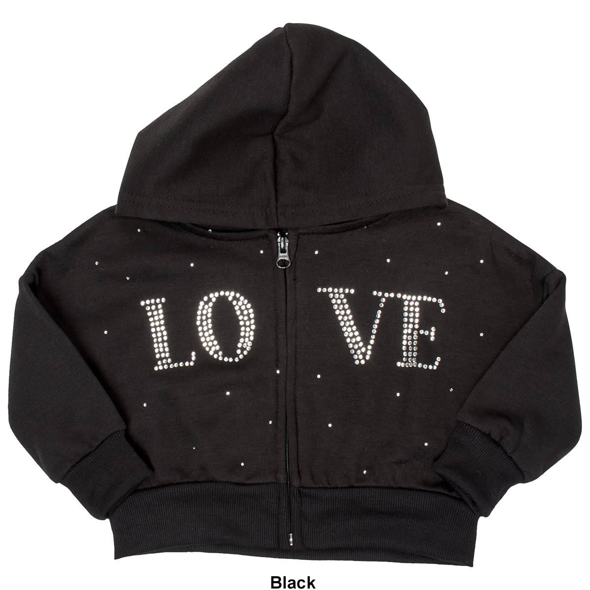 Toddler Girl Star Ride(R) Rhinestone Love Zip Up Hoodie Jacket