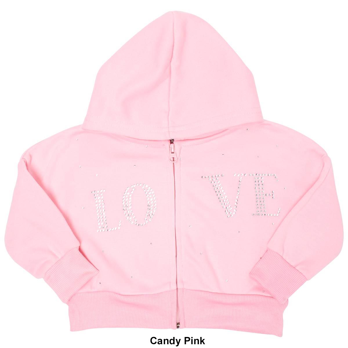 Toddler Girl Star Ride(R) Rhinestone Love Zip Up Hoodie Jacket