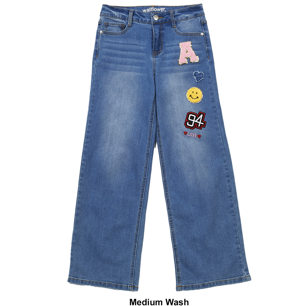 Girls (7-16) Wallflower(R) Girl Retro Patch Wide Leg Jeans