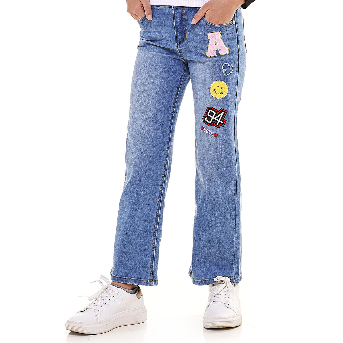 Girls (7-16) Wallflower(R) Girl Retro Patch Wide Leg Jeans