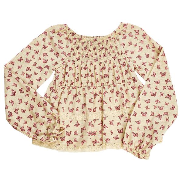 Girls (7-16) Star Ride(R) Long Sleeve Butterfly Smocked Top