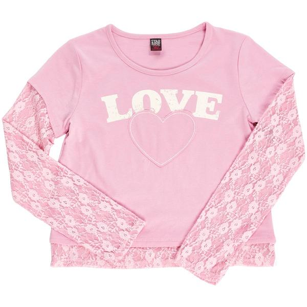 Girls (7-16) Star Ride(R) Long Sleeve Love Lace Layer Top
