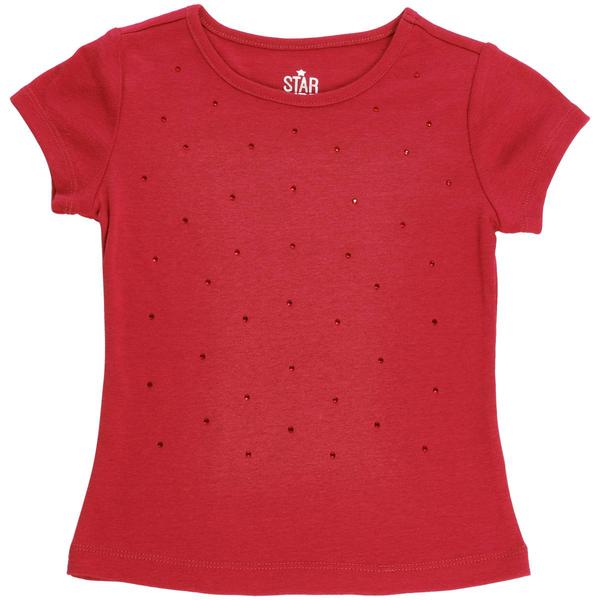 Girls (4-6x) Star Ride(R) Short Sleeve Solid Rhinestone Tee
