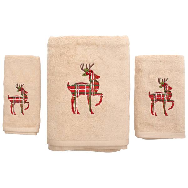 Avanti Deer Plaid Christmas Towel Collection