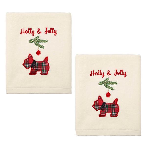 Avanti Holly Jolly Scottie 2pk. Holiday Hand Towel Set