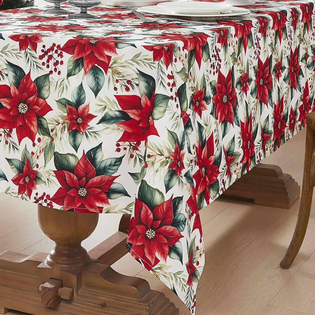 Avanti Poinsettia Holiday Tablecloth