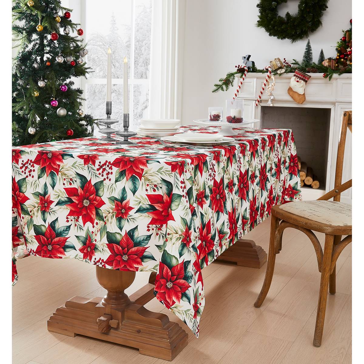 Avanti Poinsettia Holiday Tablecloth