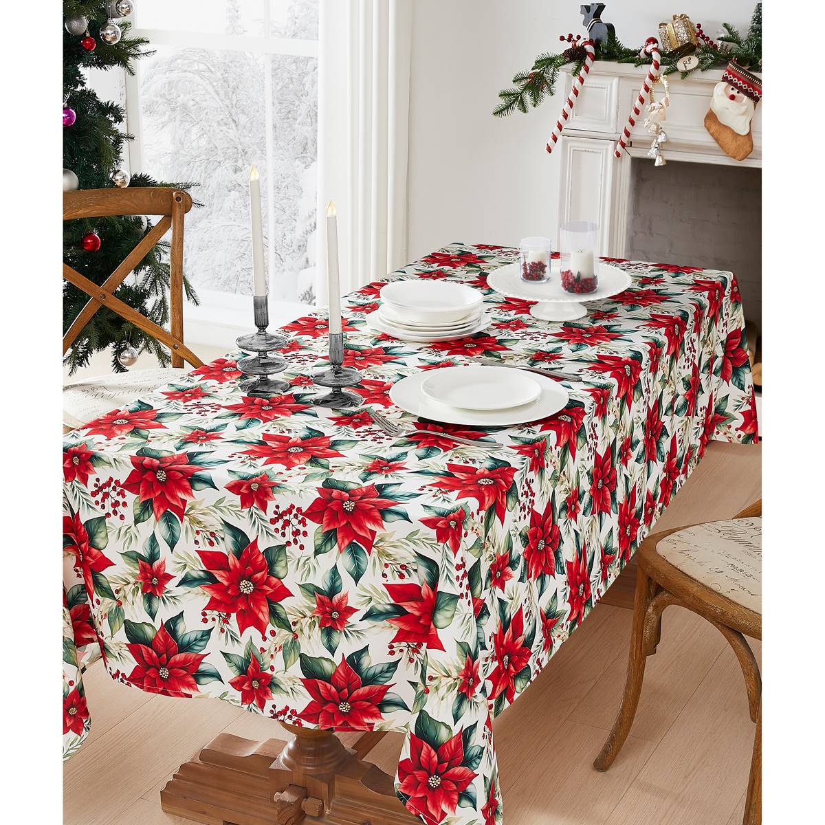 Avanti Poinsettia Holiday Tablecloth