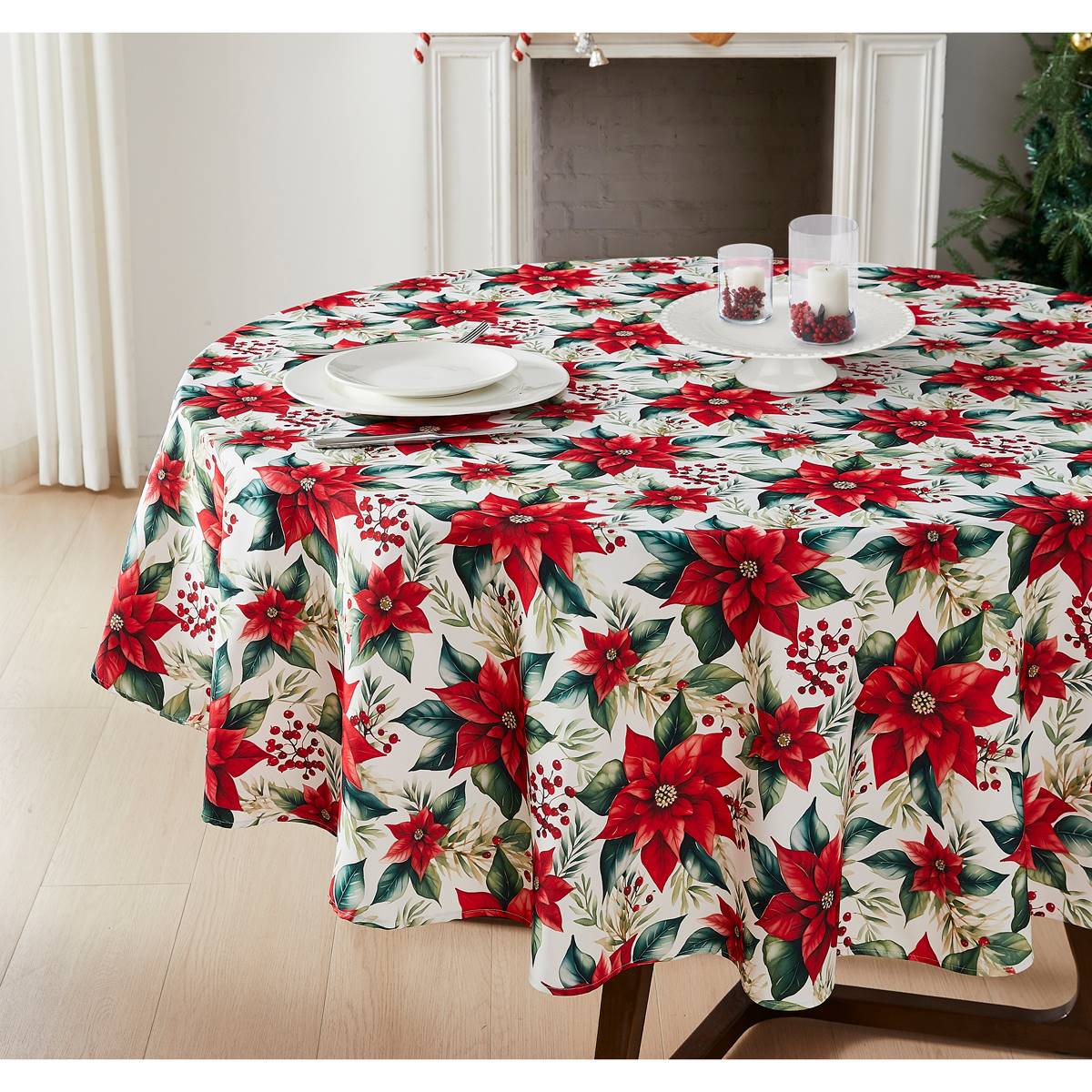 Avanti Poinsettia Holiday Tablecloth