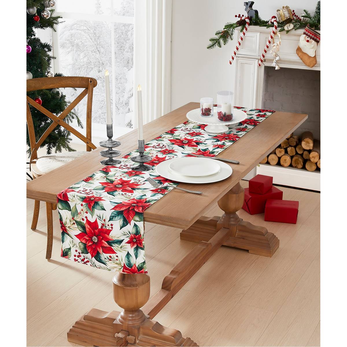 Avanti Poinsettia Holiday Table Runner - 72in.