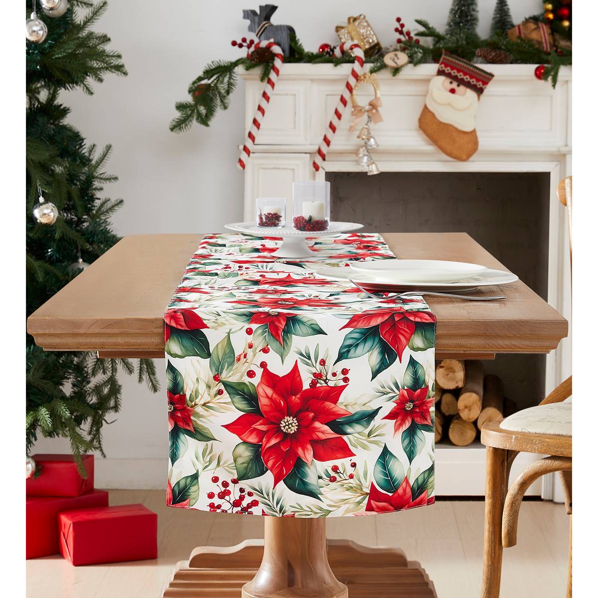 Avanti Poinsettia Holiday Table Runner - 72in.