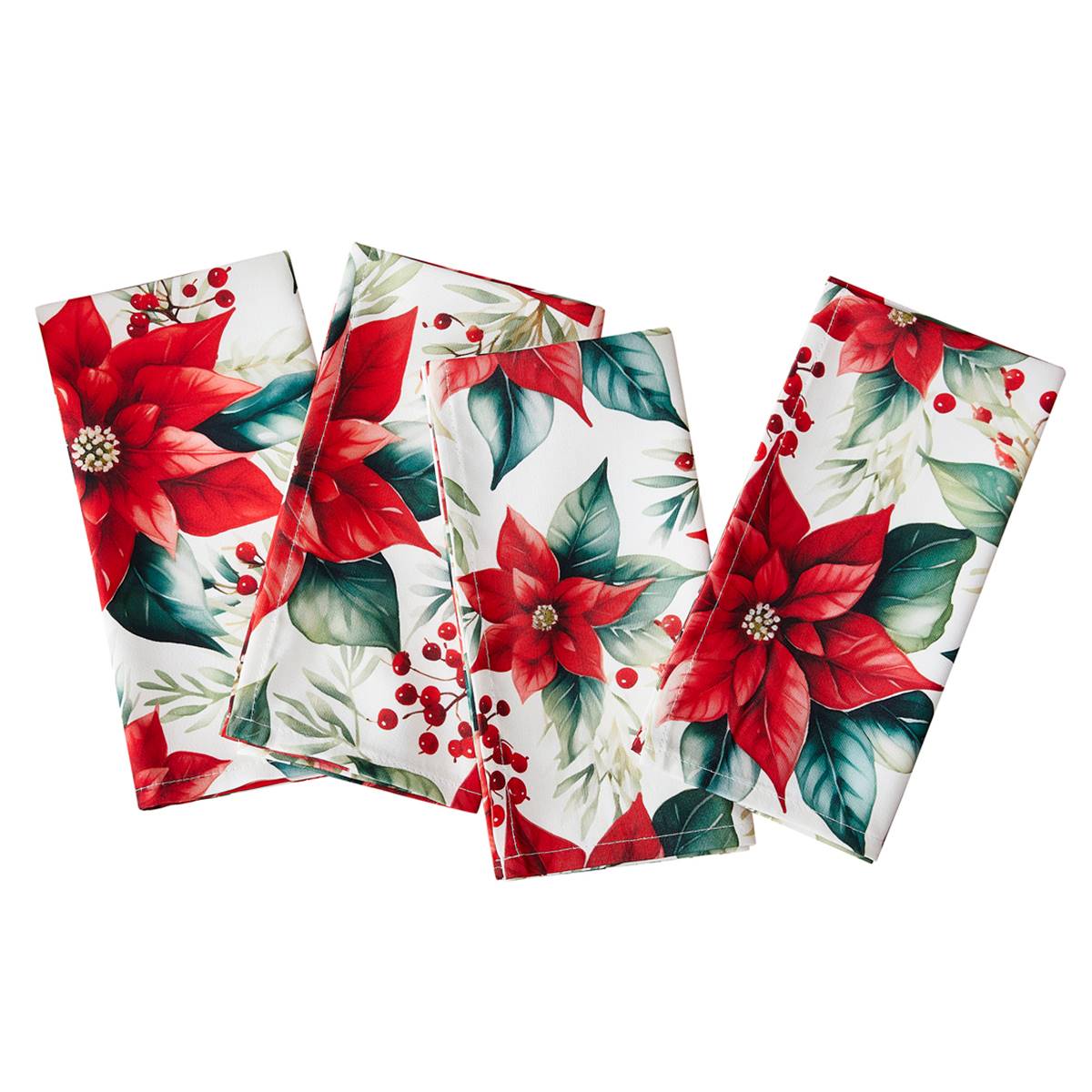 Avanti Poinsettia Holiday Napkins - Set Of 4