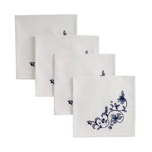 Spode(R) Blue Portofino Blue & White Floral Napkins - Set of 4