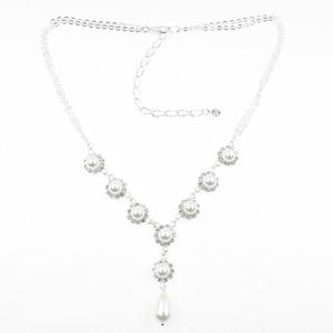 Rosa Rhinestones Pearl & Rhinestone Y Necklace